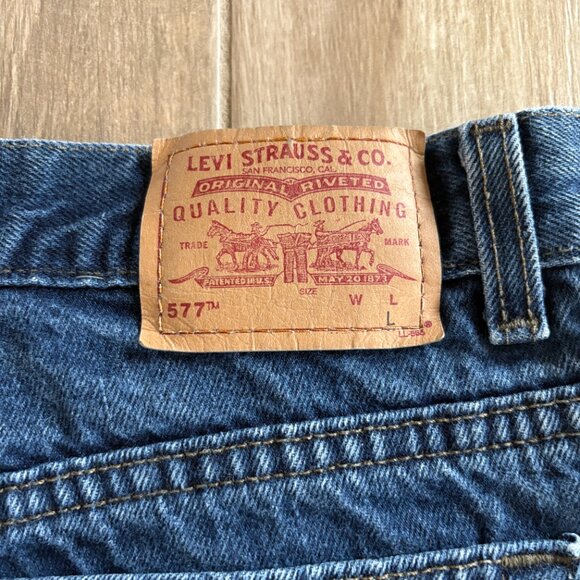Vintage Levi's 577 Jeans Women's 12 Long Blue Denim Lower Rise Loose Fit Y2K - Picture 5 of 9